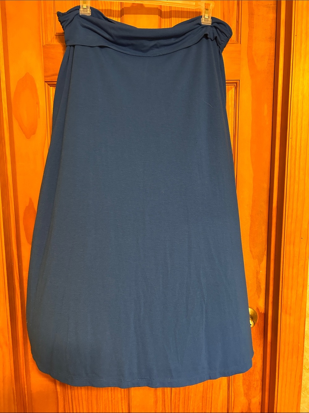 Faded Glory Maxi Skirt Pull On With Fold Over Waist Royal Blue Size XXL (20)